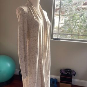 Eileen Fisher Cotton Knit Duster Cardigan in Black and Cream Nep Pattern Sz XS